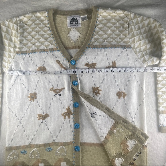Storybook Knits Cream Cardigan with Blue Accents - Picture 8 of 13